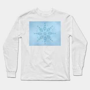 Original Snowflake Design Blue Background Long Sleeve T-Shirt